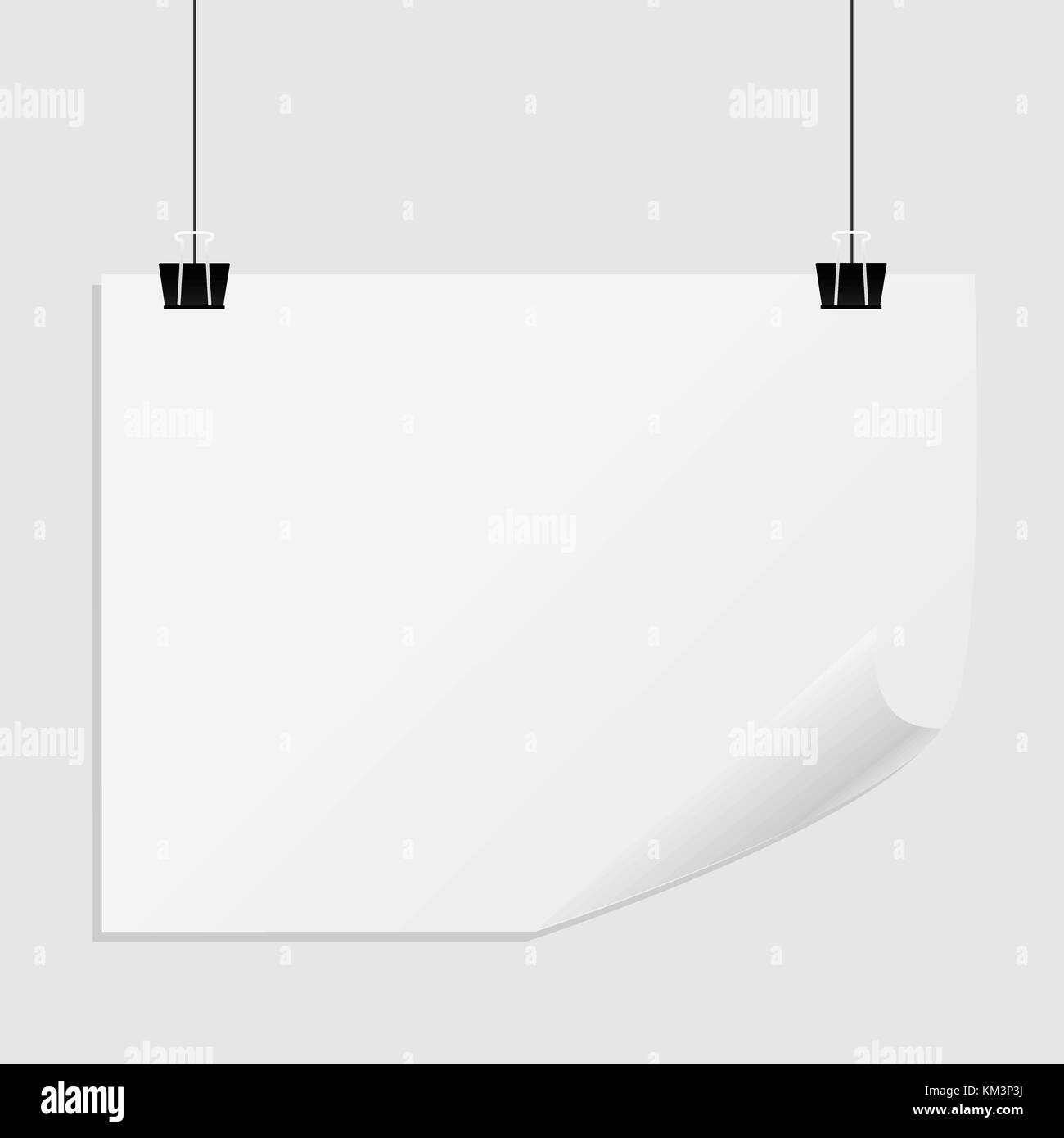 Hanging paper poster on wall poster. Vector illustration Stock Vector