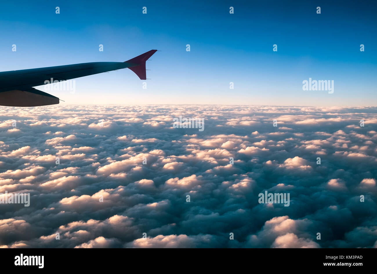 Airplane wing and sky Stock Photo