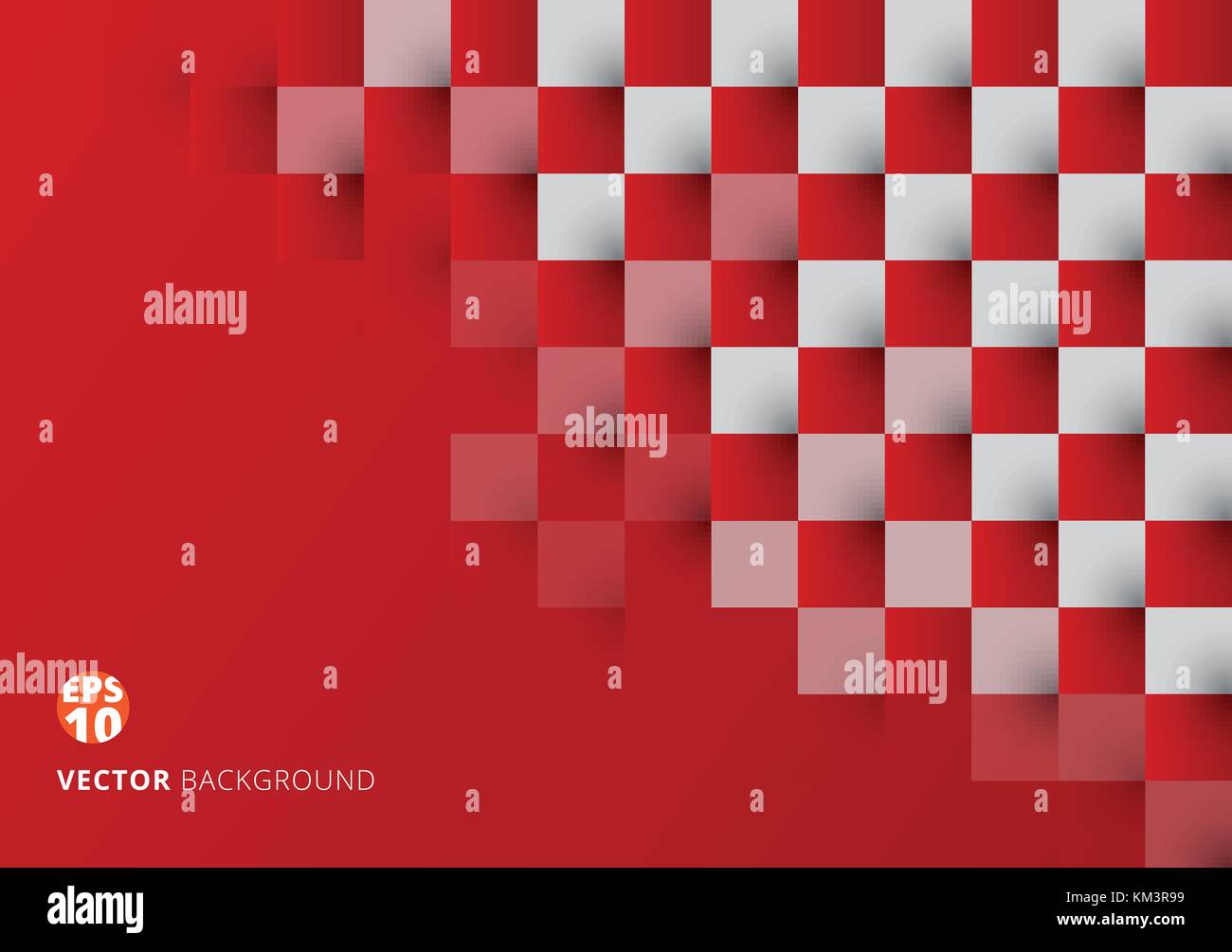 Abstract square red and white geometric pattern background with copy ...