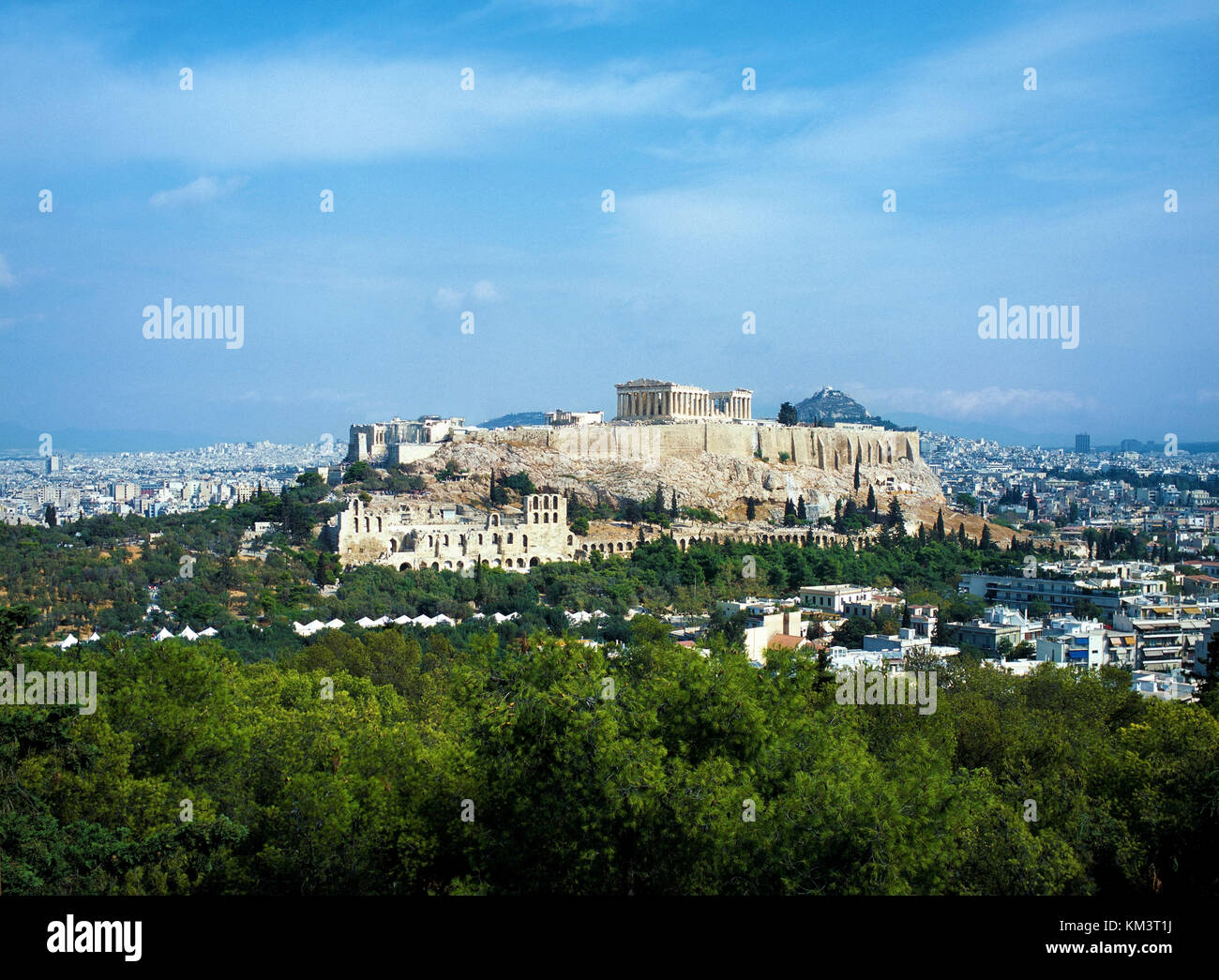 The Acropolis and city of  Athens in Greece Stock Photo