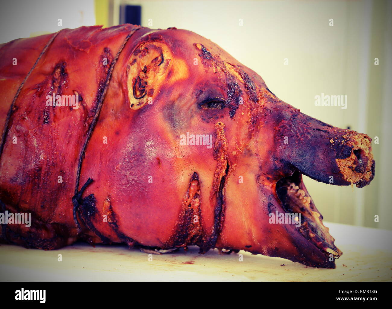 pork roaster also called porchetta in Italy for sale in the street food