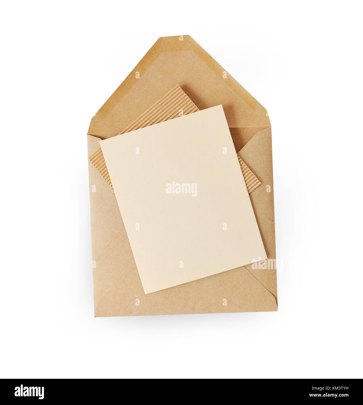 mockup brown kraft envelope document isolated on white background, clipping path included Stock Photo