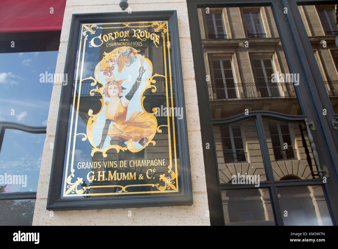 Champagne Advertisning at Cafe Bellini, Bordeaux; France Stock Photo