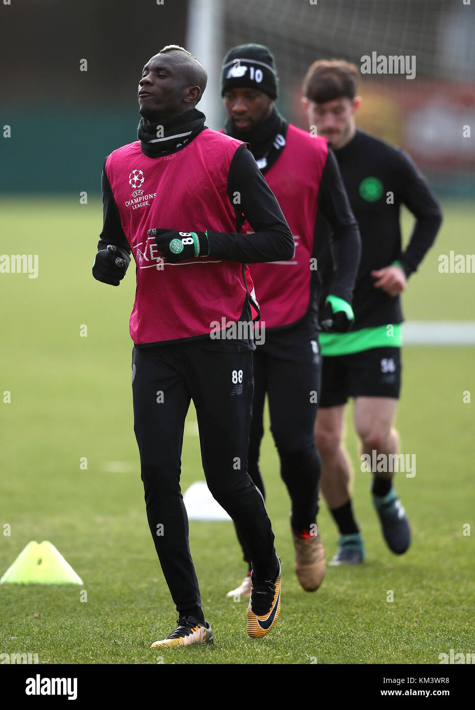 Celtic's Eboue Kouassi during the training session at Lennoxtown, Glasgow. Stock Photo