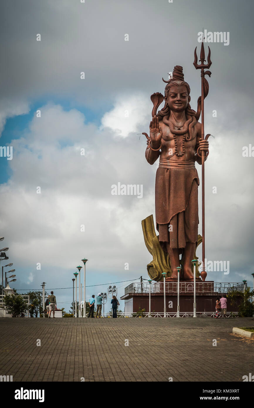 Giant statue of hindu divinity Lord Shiva at Ganga Talao, Grand Bassin