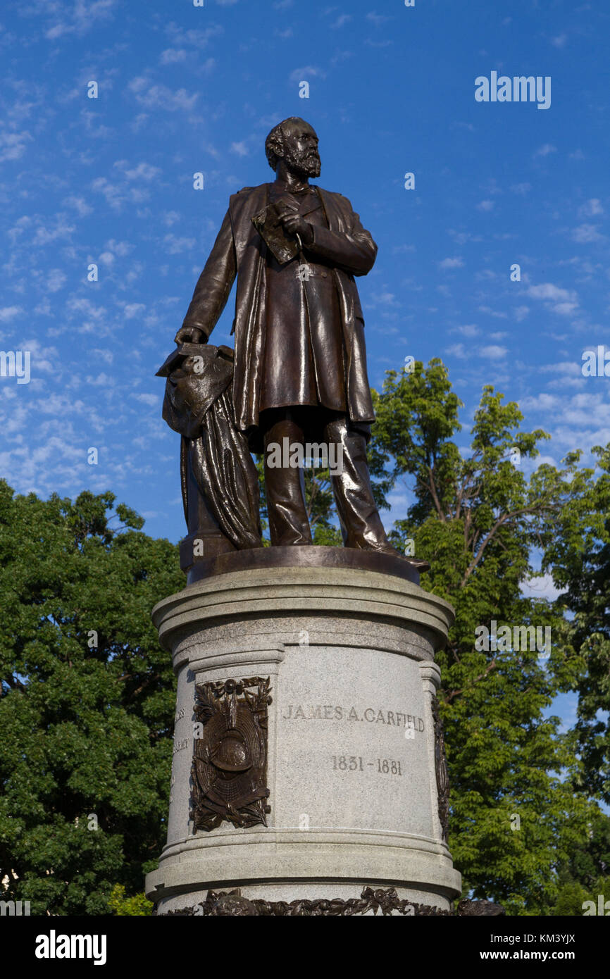 The James A. Garfield Monument, in the grounds of the United States Capitol, Washington DC, United States. Stock Photo