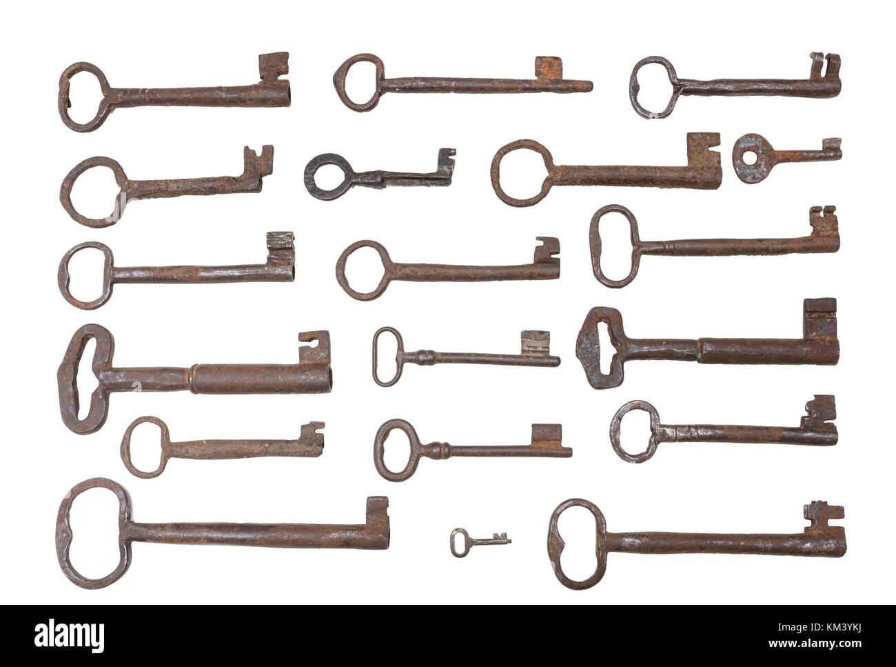 Set of unique old keys isolated on white background Stock Photo - Alamy