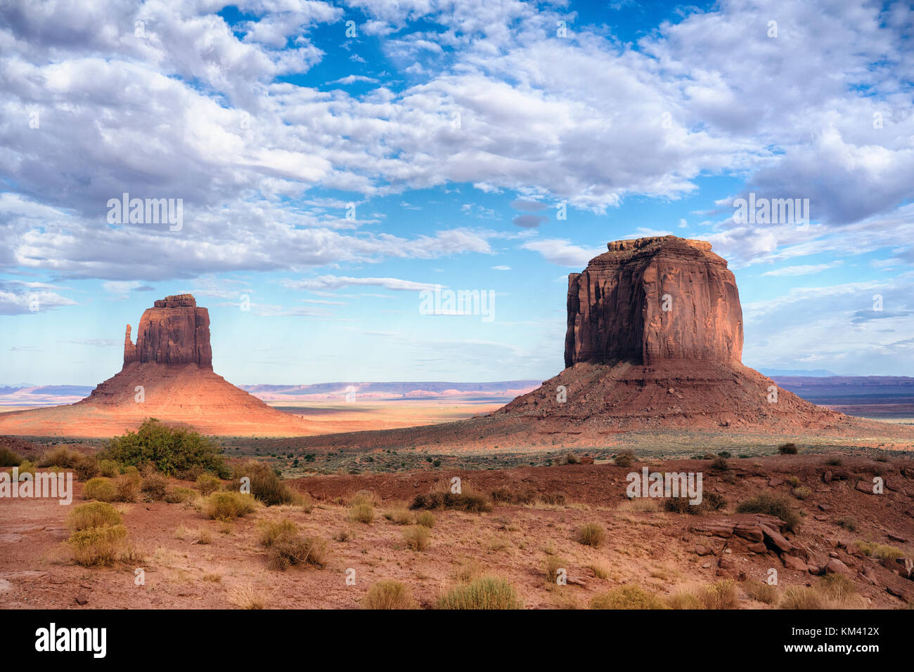 Evening in Monument Valley Navajo Tribal Park, ever changing light. Arizona-Utah border, USA Stock Photo