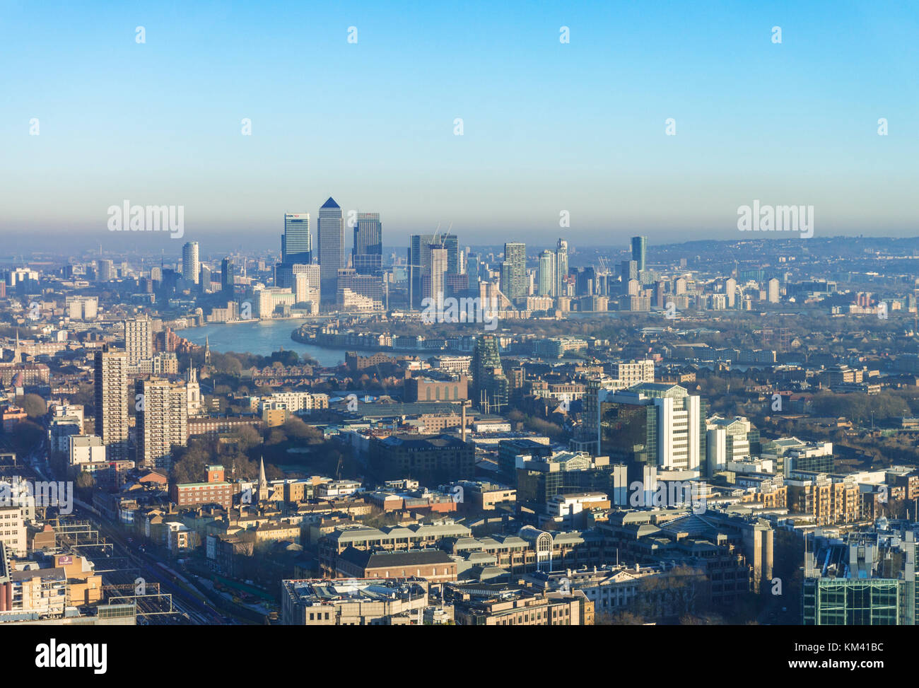 London England uk go eu europe London skyline towards canary wharf city of London England uk gb Eu europe Stock Photo