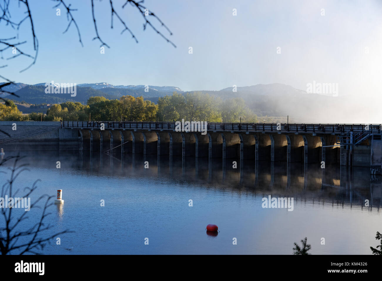 Jackson Lake Dam in Grand Teton National Park, Wyoming Stock Photo