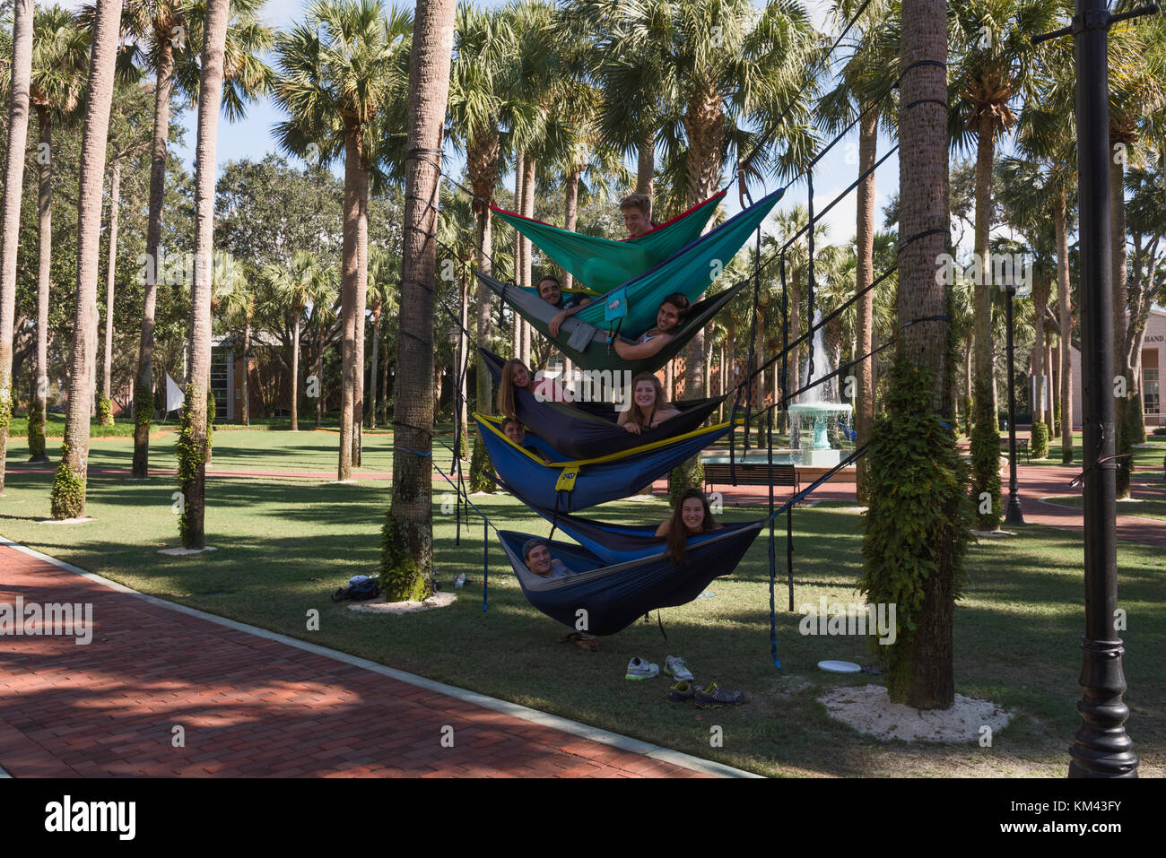 Students at Stetson University Deland, Florida taking a break between
