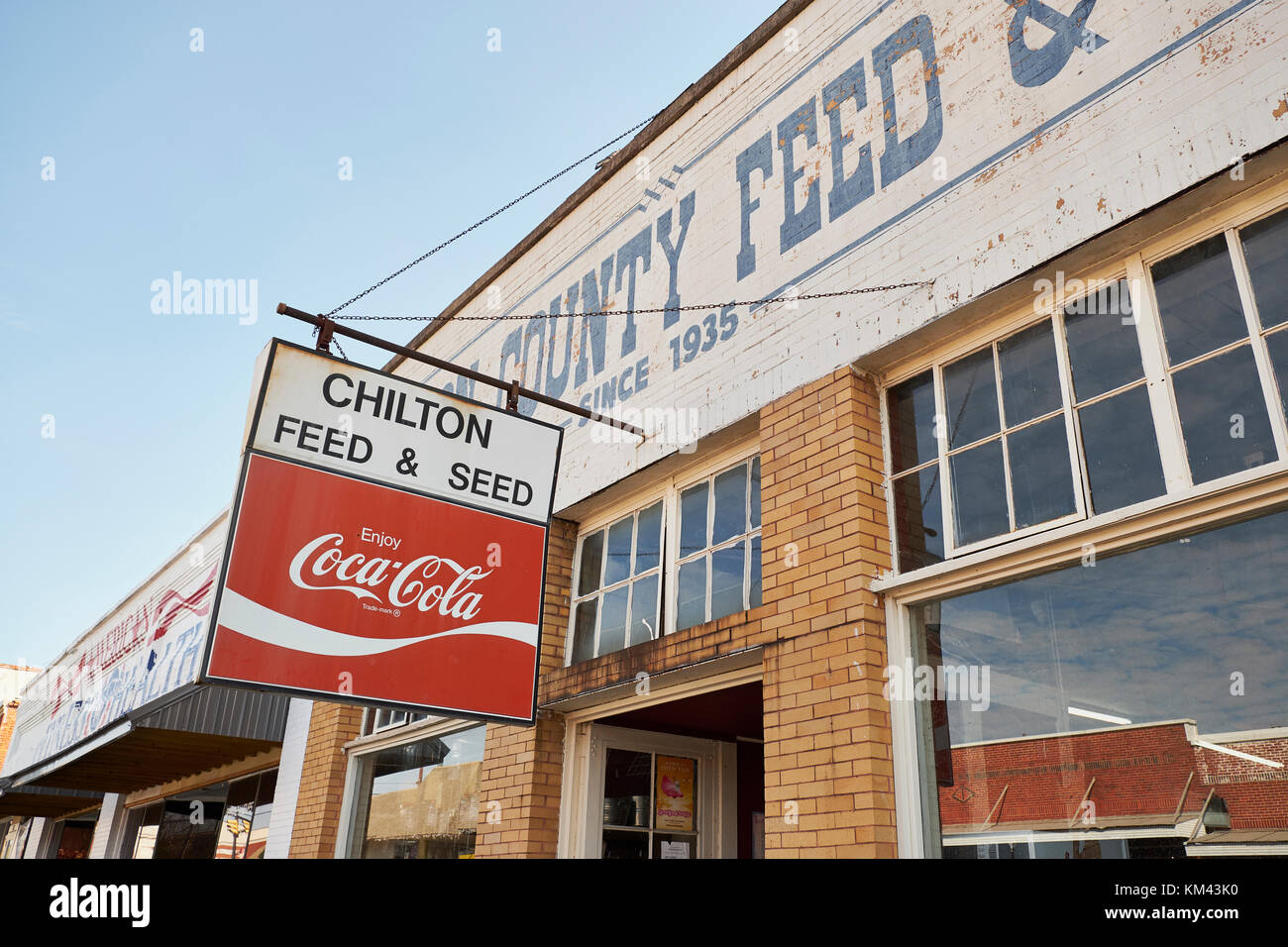 Rural Feed and Seed store or store front, in Chilton County, Clanton Alabama, USA. Stock Photo