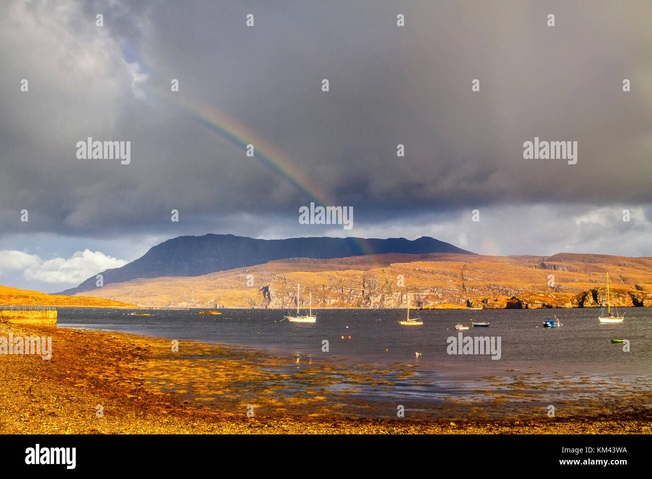 Rainbow at Island of sky, Scottland Stock Photo