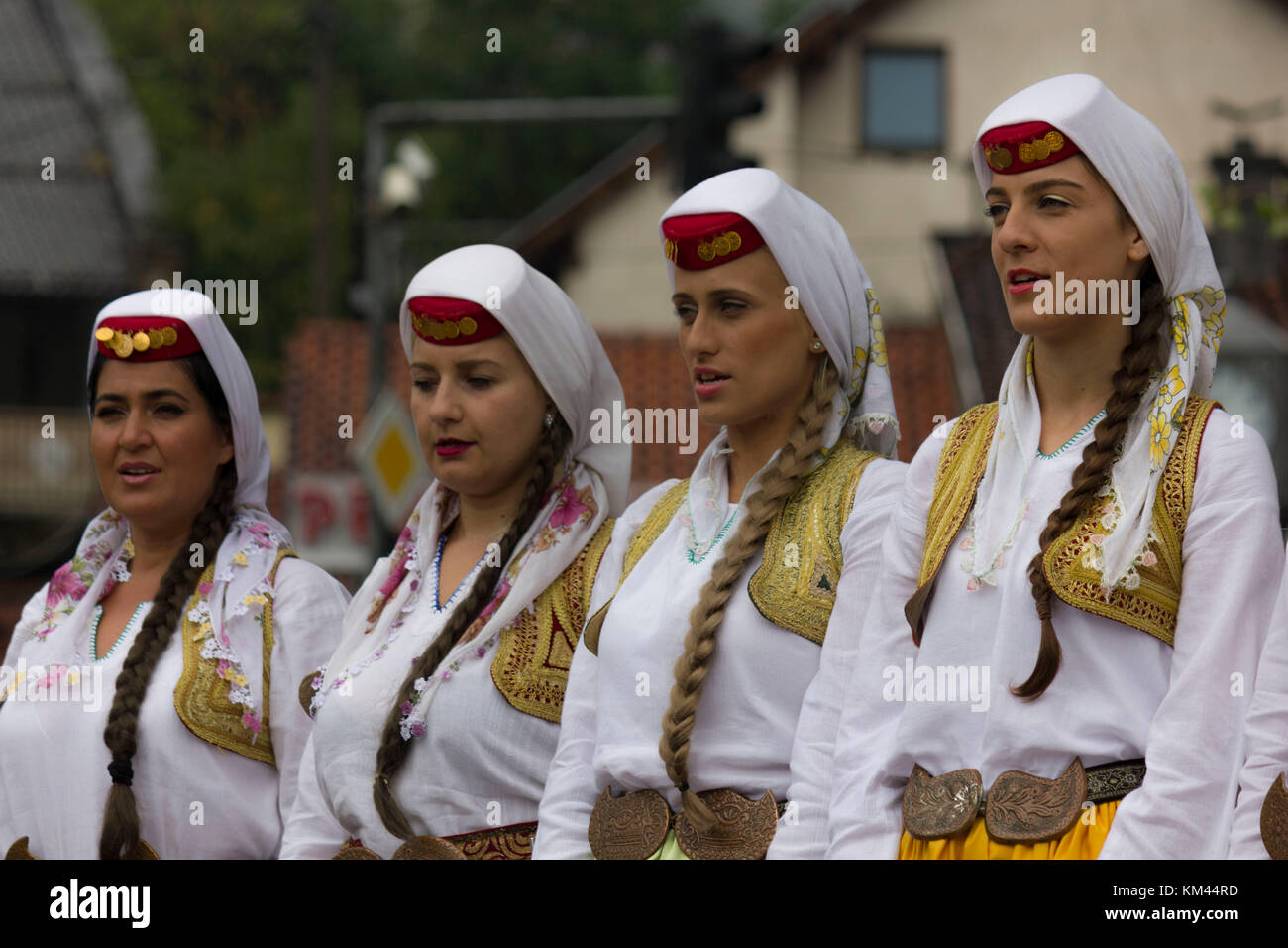 SARAJEVO, BOSNIA AND HERZEGOVINA - AUGUST 20 2017: Group of traditional ...