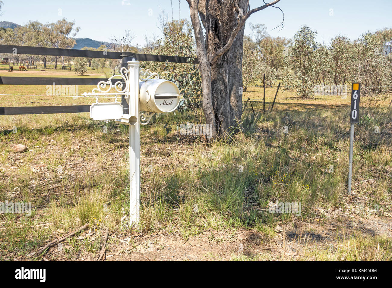 Roadside mail box in rural New South Wales Australia. Stock Photo