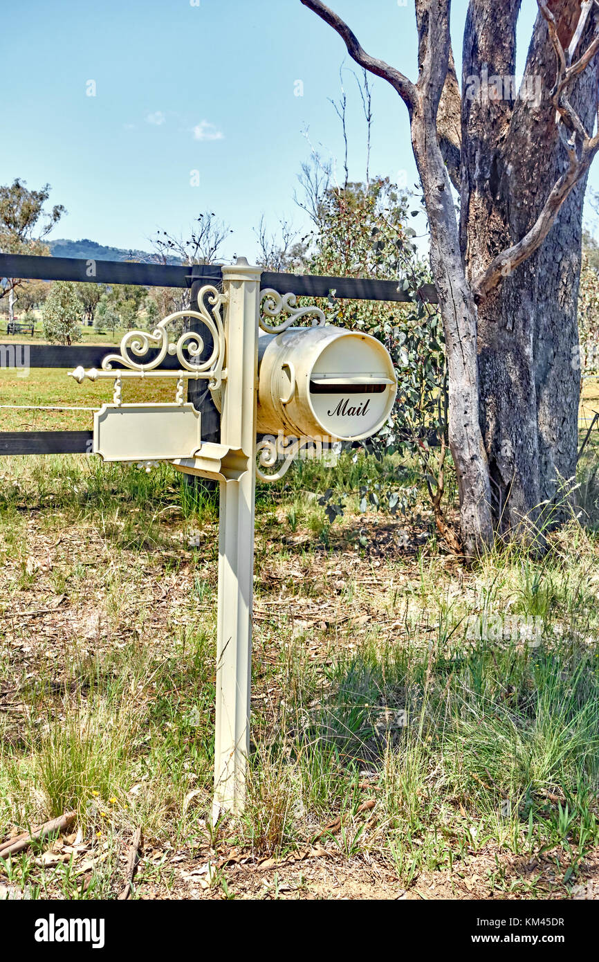 Roadside mail box in rural New South Wales Australia. Stock Photo