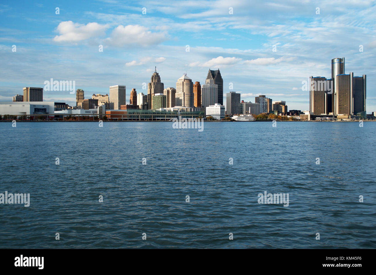 Detroit Panoramic View From Canada November 2017 Stock Photo