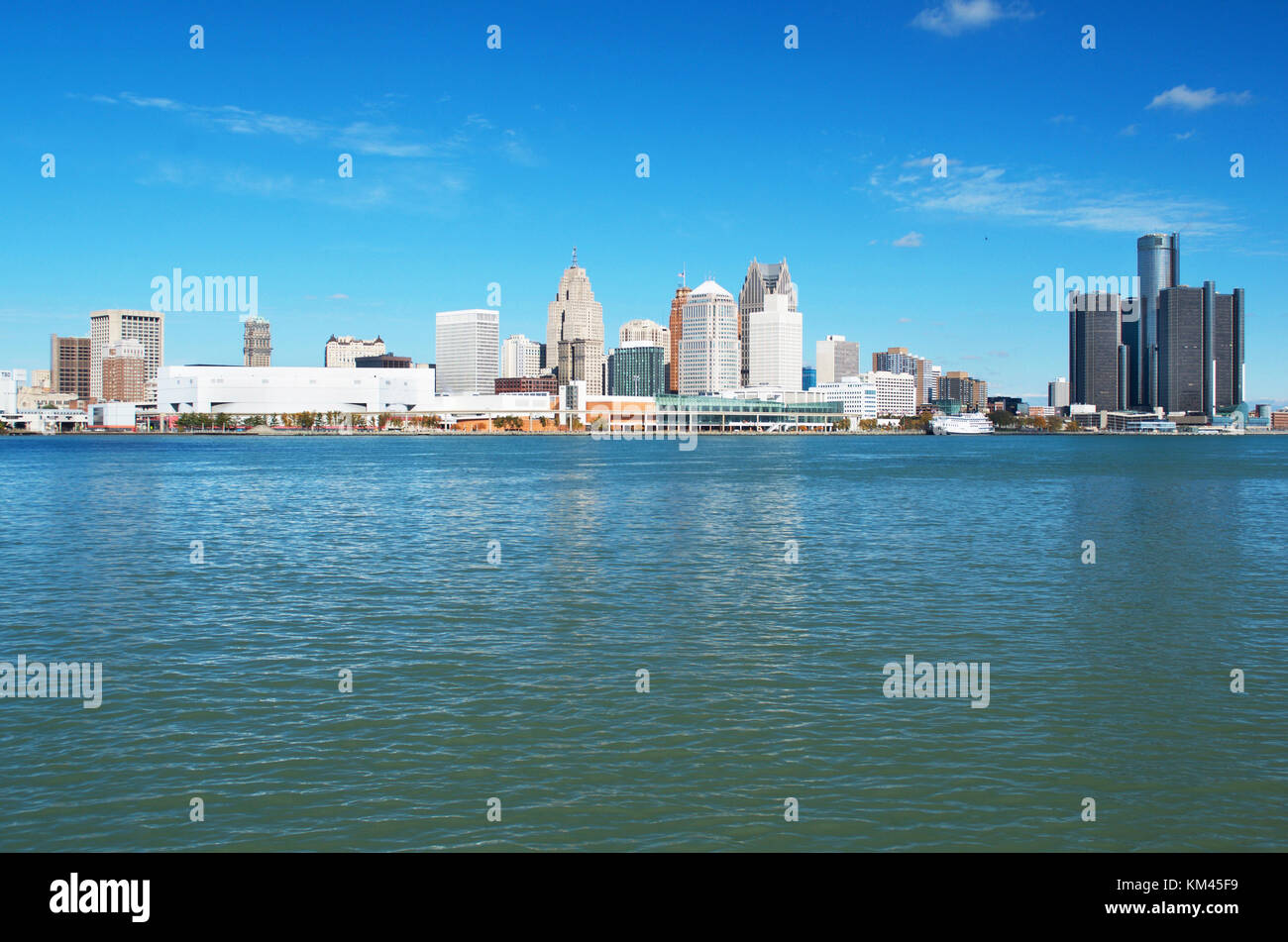 Detroit Panoramic View From Canada November 2017 Stock Photo