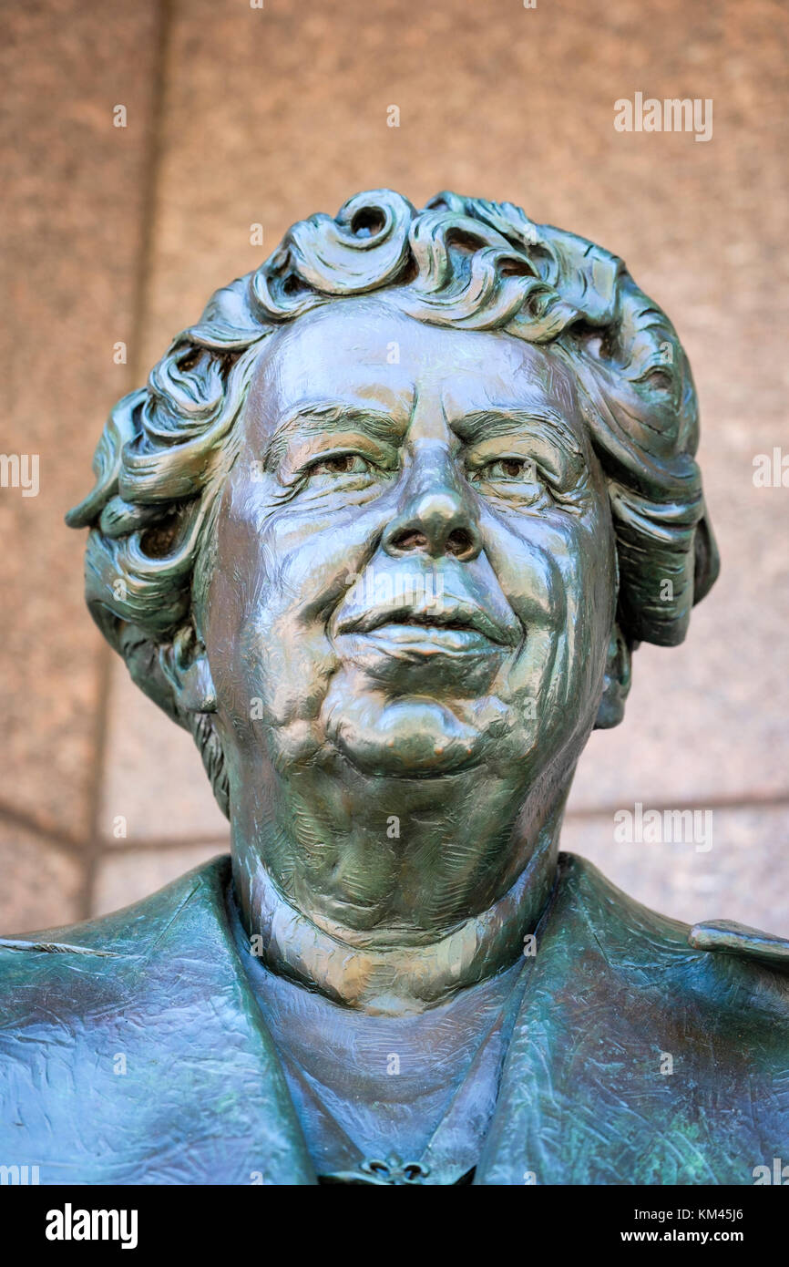 Close-up of First Lady Eleanor Roosevelt statue face at FDR Memorial, West Potomac Park, Washington, D.C., USA. Stock Photo