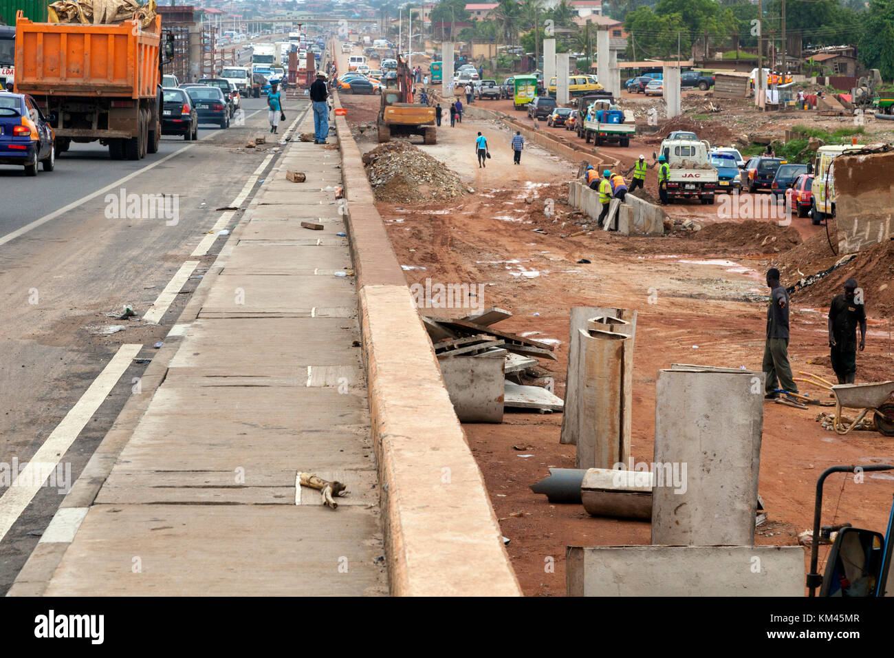 Road construction, Accra, Ghana, Africa Stock Photo Alamy
