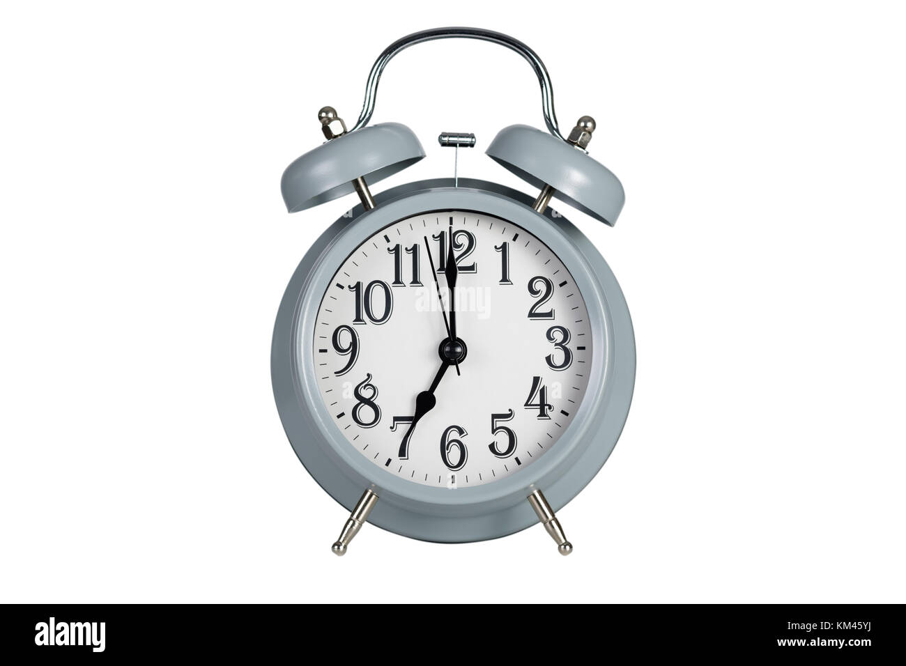 Blue retro alarm clock isolated on white background with clipping paths ...