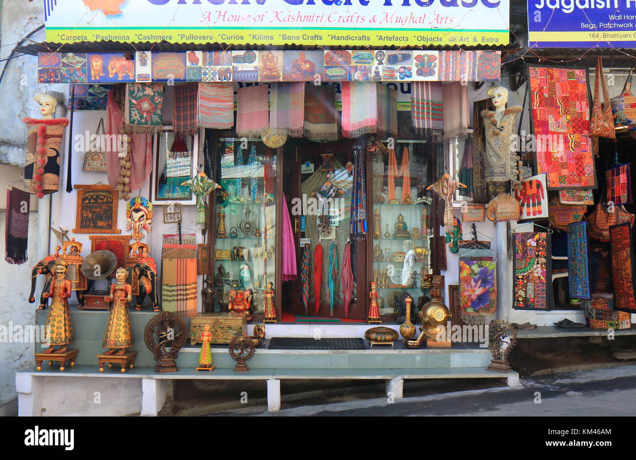 Souvenir shop sells antiques in Udaipur India Stock Photo Alamy