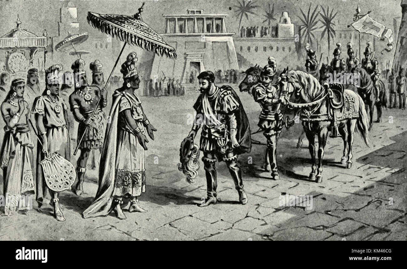 The Inca receiving De Soto Stock Photo