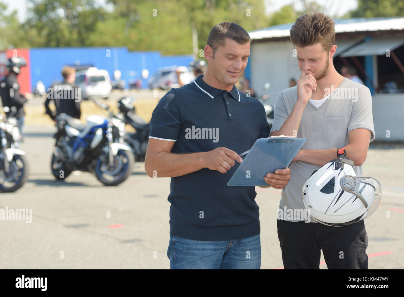 motorcycle driving lesson Stock Photo Alamy