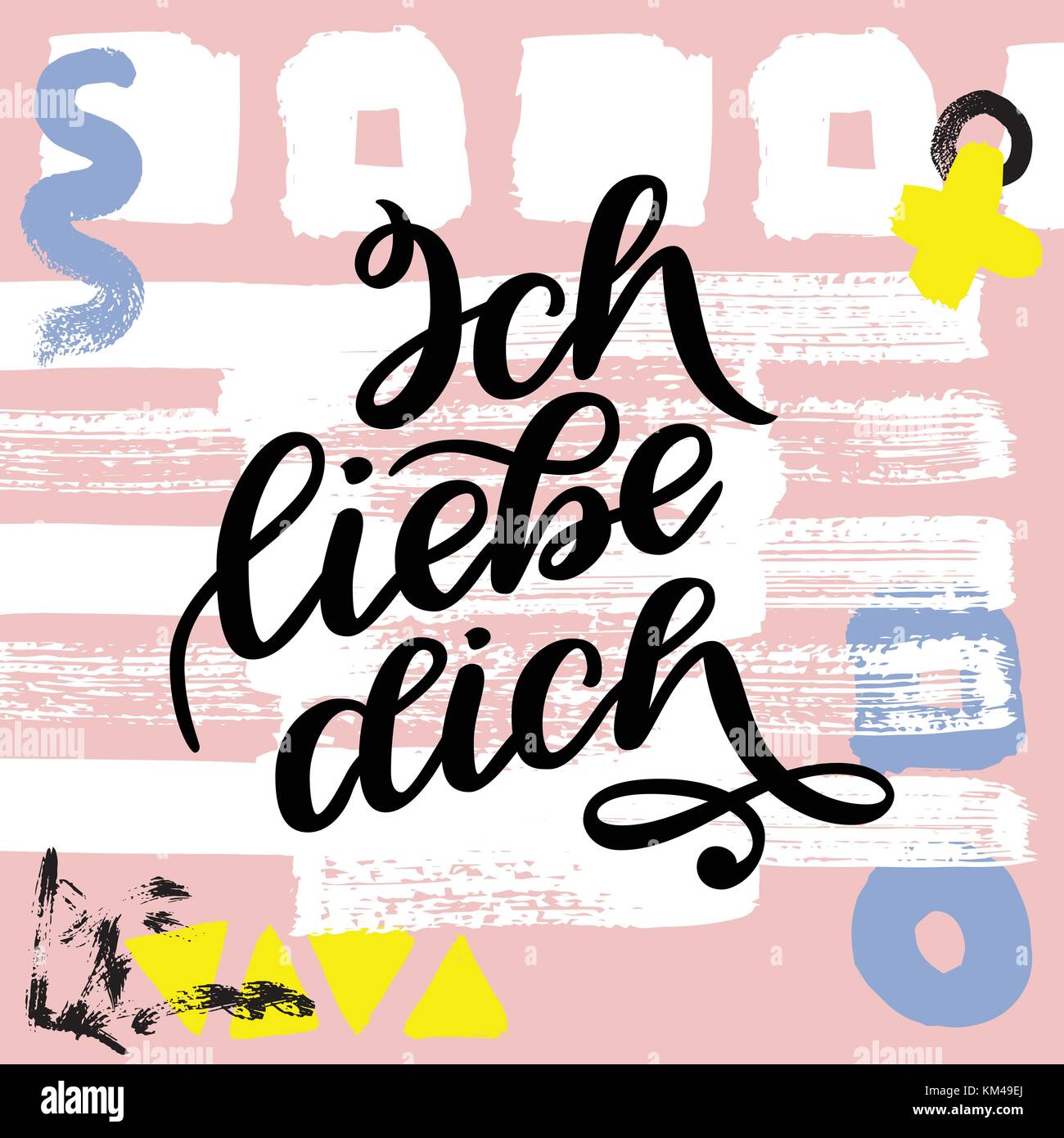 Ich liebe dich. Declaration of love in German. Romantic handwritten