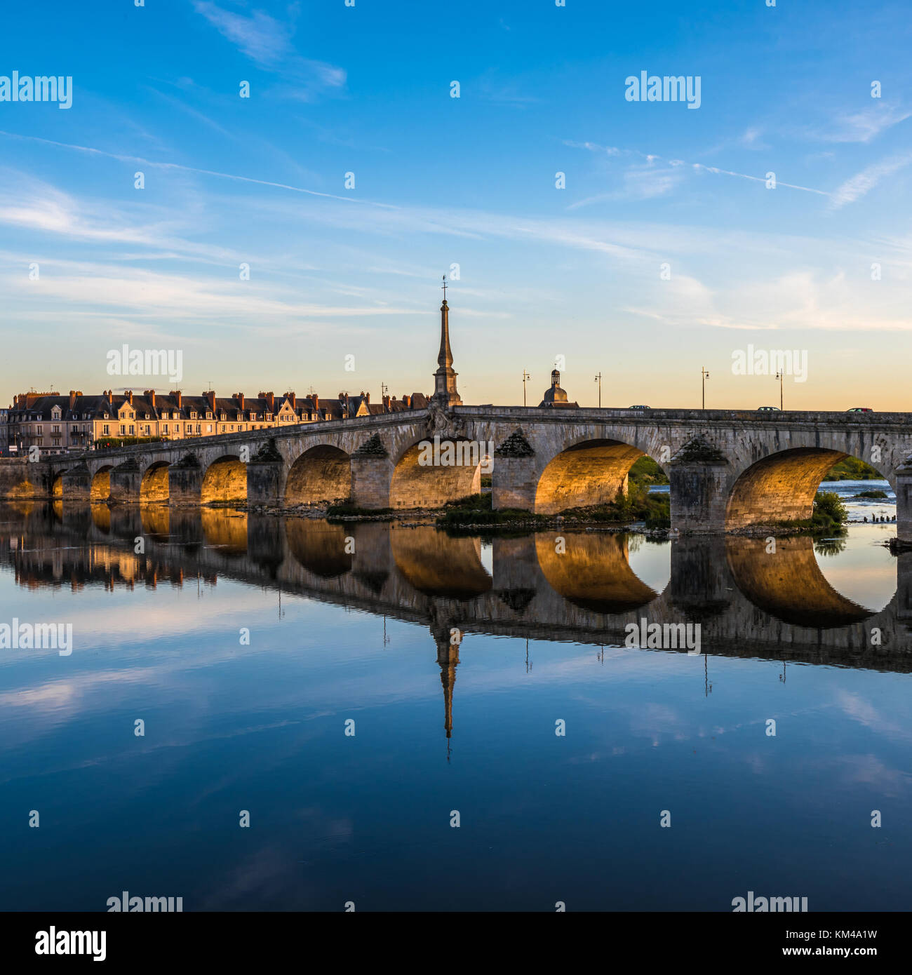 Jacques-Gabriel Bridge over the Loire River in Blois, France Stock Photo