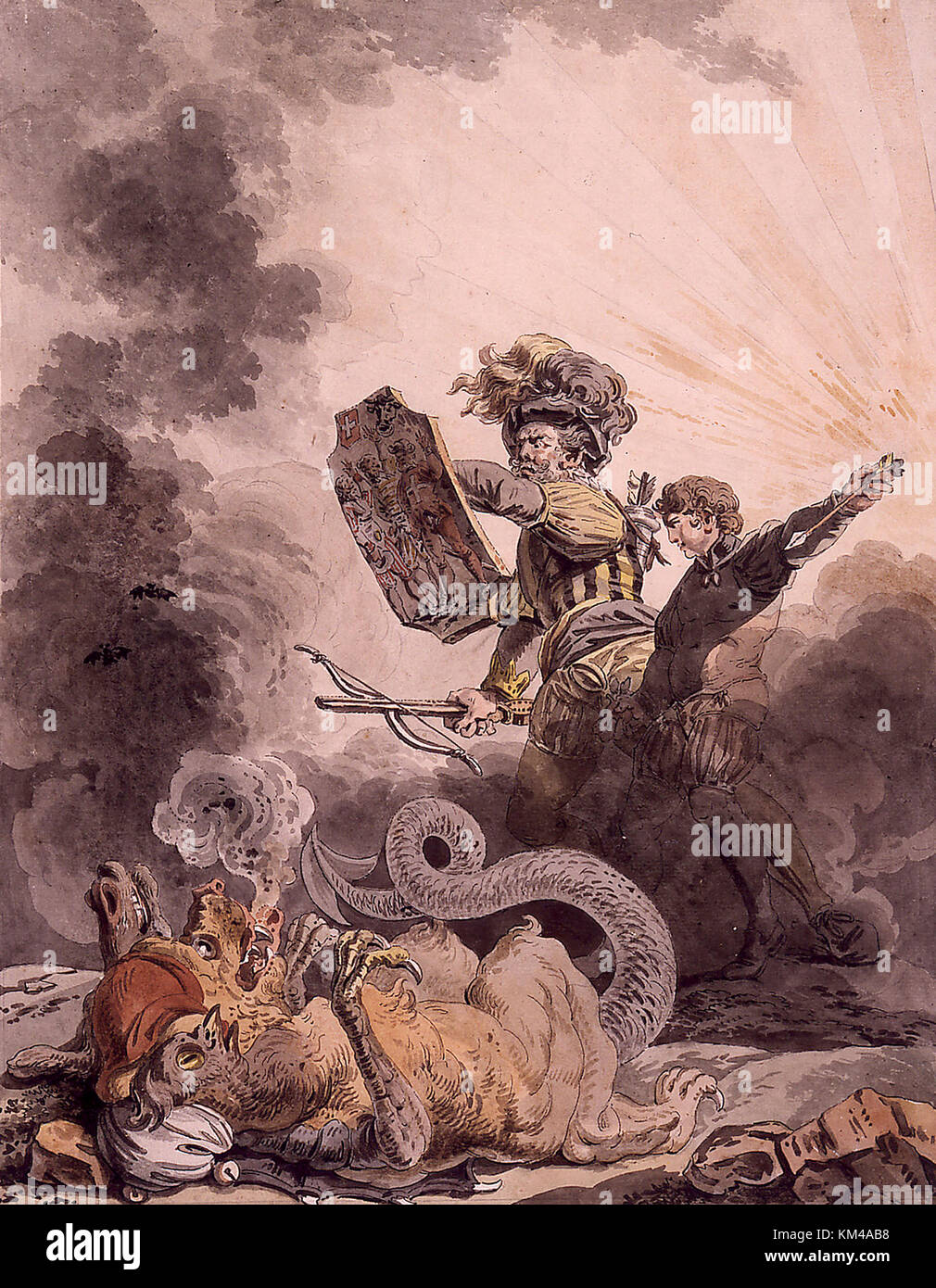 William Tell, an allegorical Tell defeating the chimera of the French Revolution Stock Photo