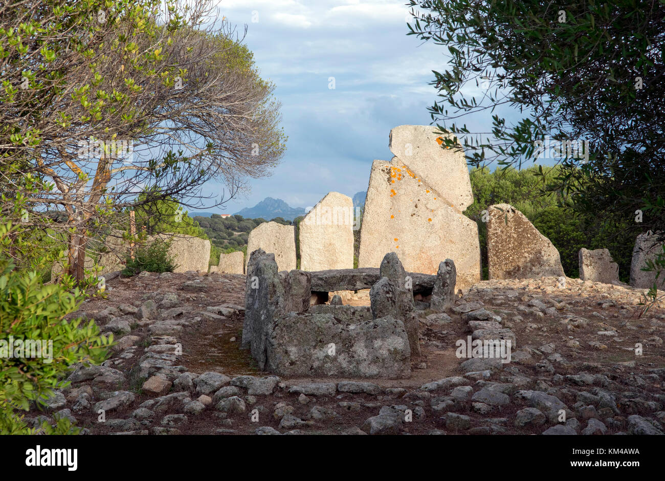 Tomba dei Giganti Li Longhi, Giants' Grave of li longhi, Arcachena, Costa Smeralda, Sardinia, Italy, Europe Stock Photo