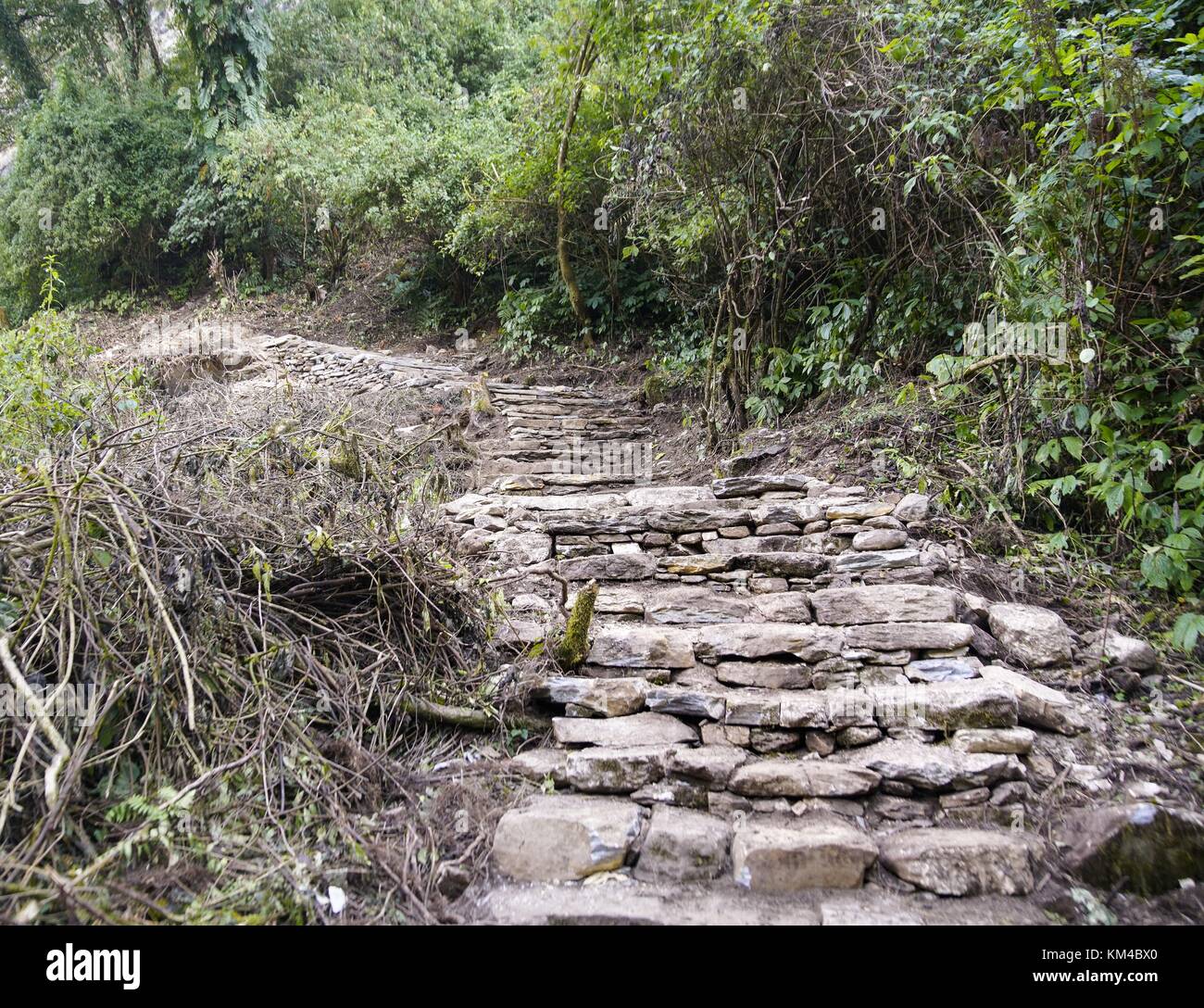 Trekking Ramp Down Climbing or descent on the trekking trails in the Annapurna area ...