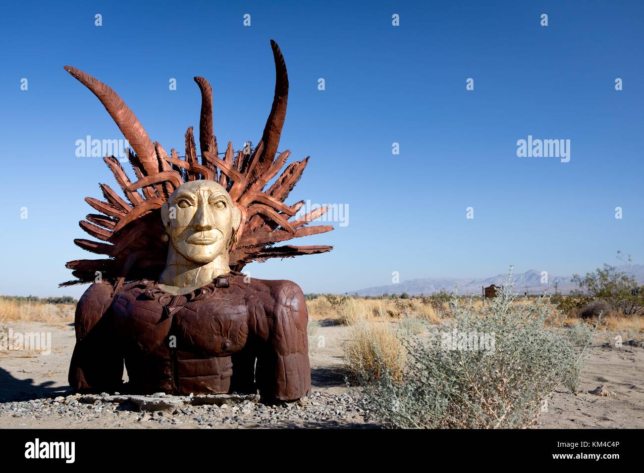 Supersized Indian Chief sculpture, from the "Sky Art"collection of