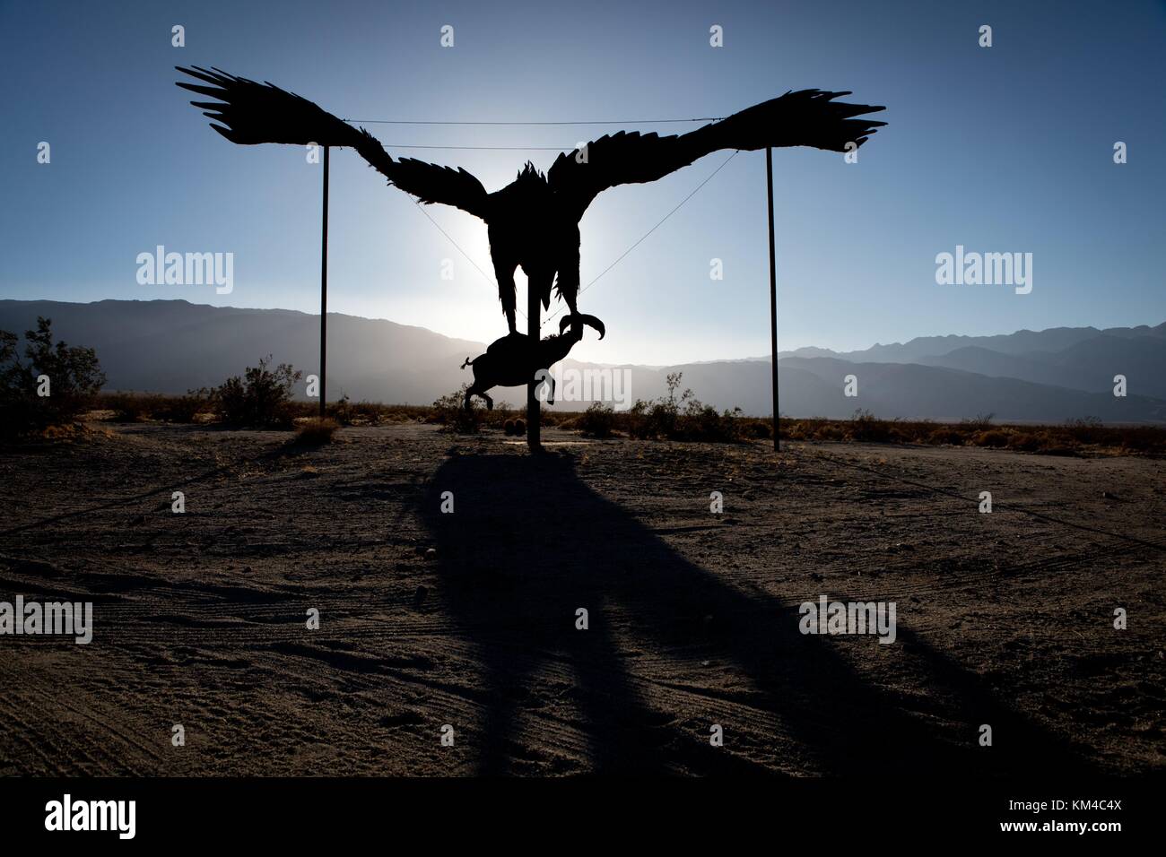 Super-sized backlit Wind God Bird sculpture, from the 'Sky Art'-collection of philanthropist Dennis Avery, in March 2017. | usage worldwide Stock Photo