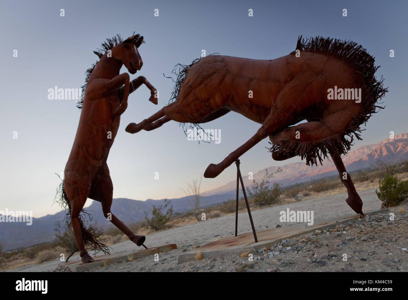 Sculptures of horses fighting, from the "Sky Art"collection of