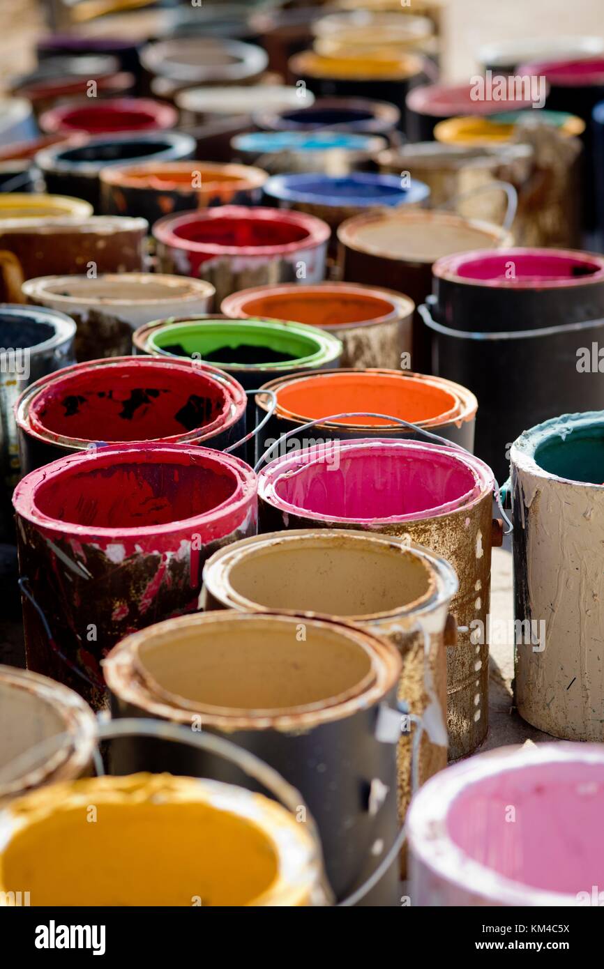 Empty paint cans, used for the art installation "Salvation Mountain" in