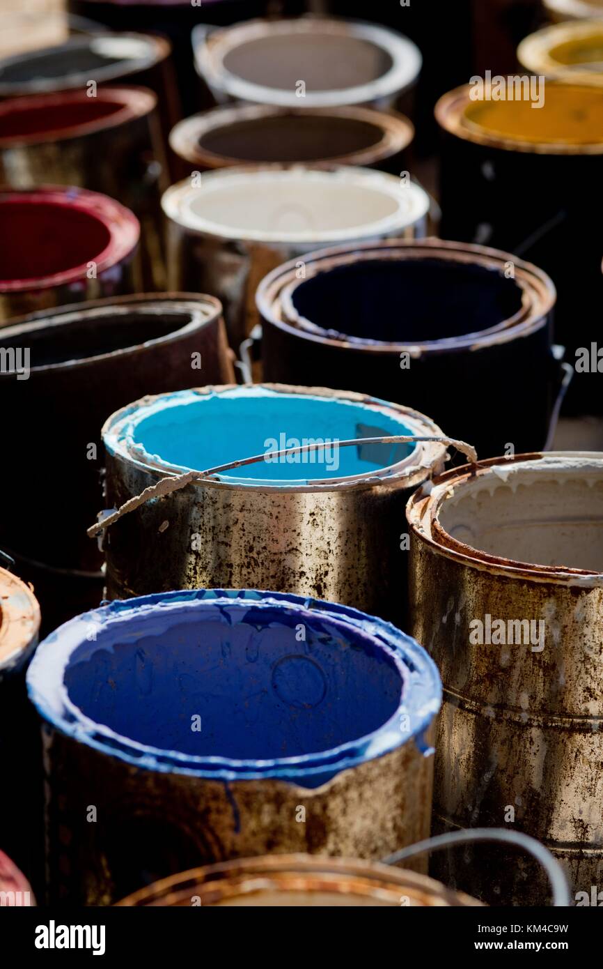 Empty paint cans, used for the art installation "Salvation Mountain" in