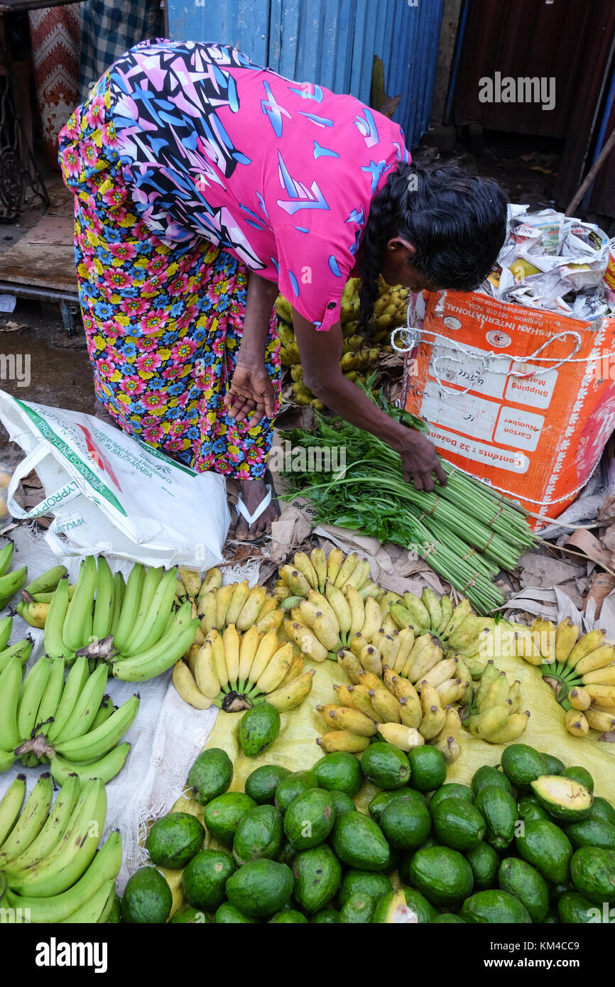 Colombo, Sri Lanka Sep 5, 2015. Selling fruits at rural market in
