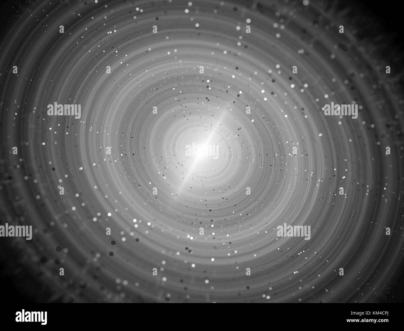 Glowing solar system with particles in early stage black and white texture, computer generated abstract background, 3D rendering Stock Photo