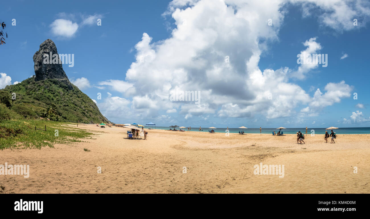 Panoramic View Of Praia Da Conceicao Beach And Morro Do Pico Fernando 