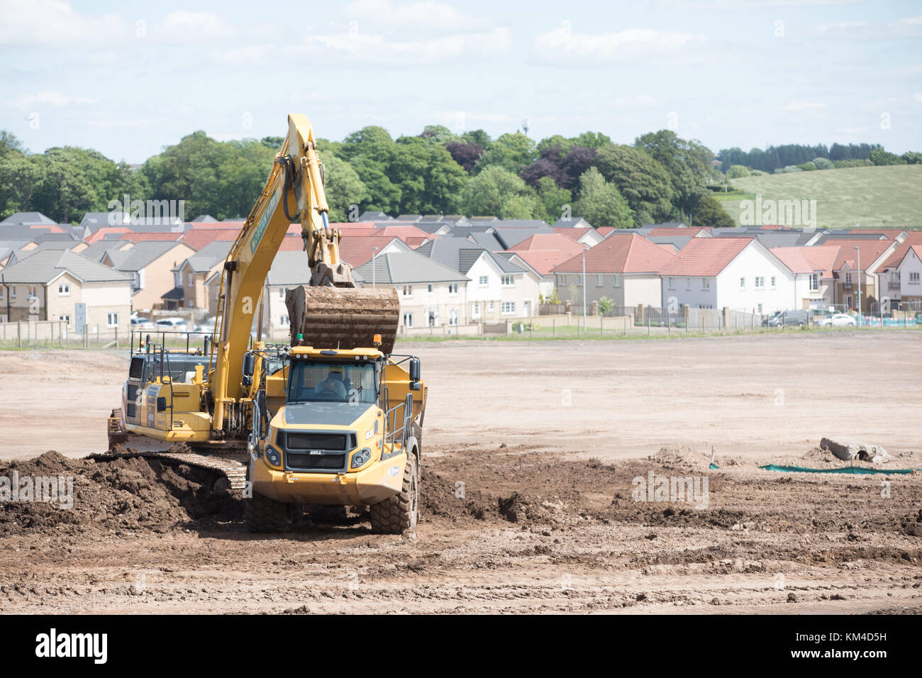 House building on a brownfield site in Scotland showing new