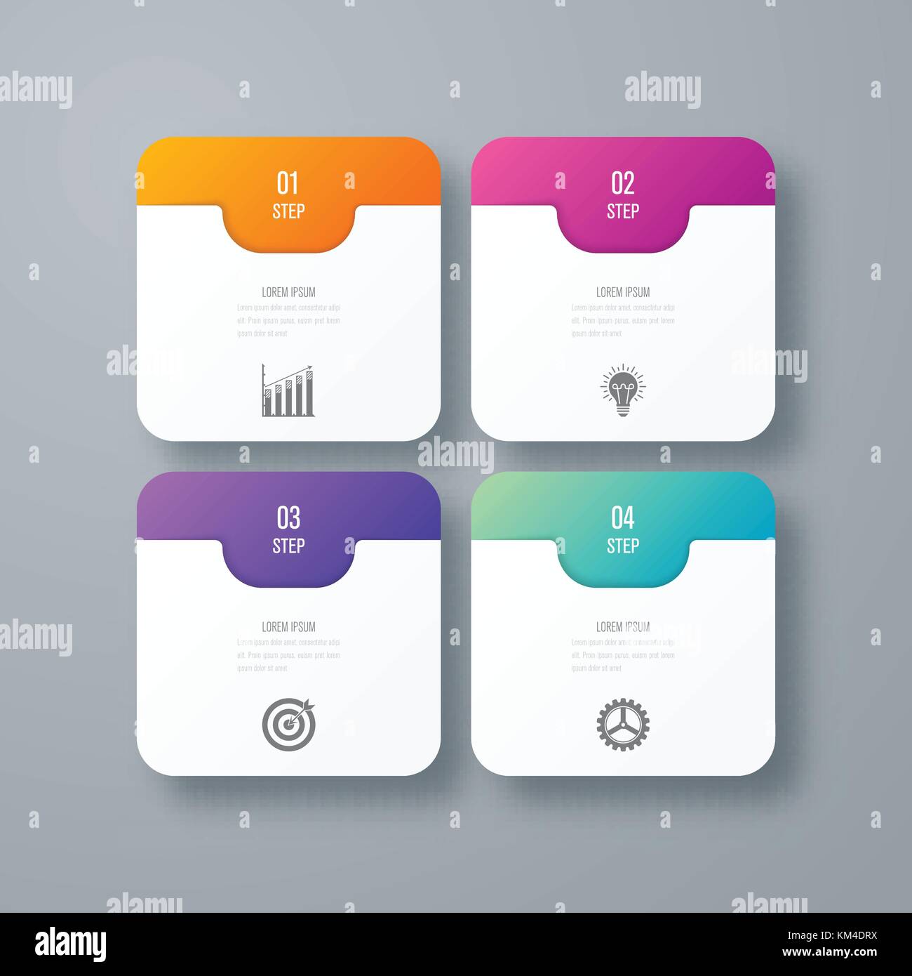 Business infographics template 4 steps with square Stock Vector Image ...