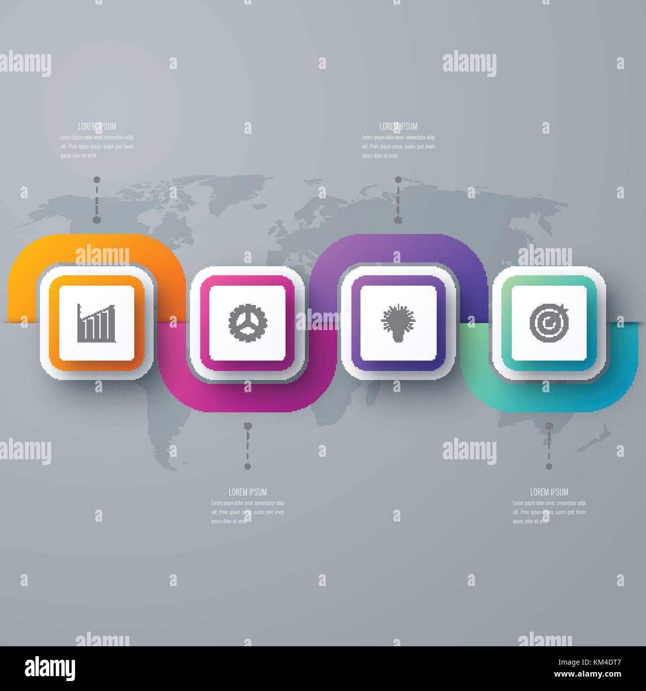 Business infographics template 4 steps with square Stock Vector Image ...