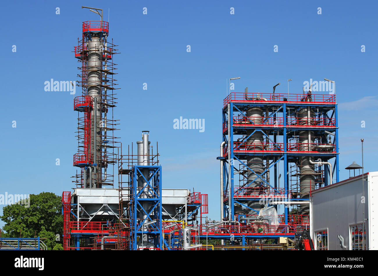 refinery construction site with workers Stock Photo