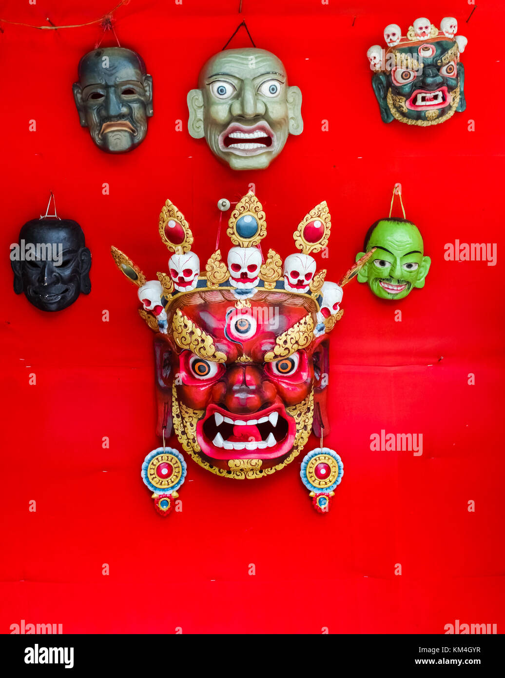 Thimphu, Bhutan - September 11, 2016: Masks for sale at the National