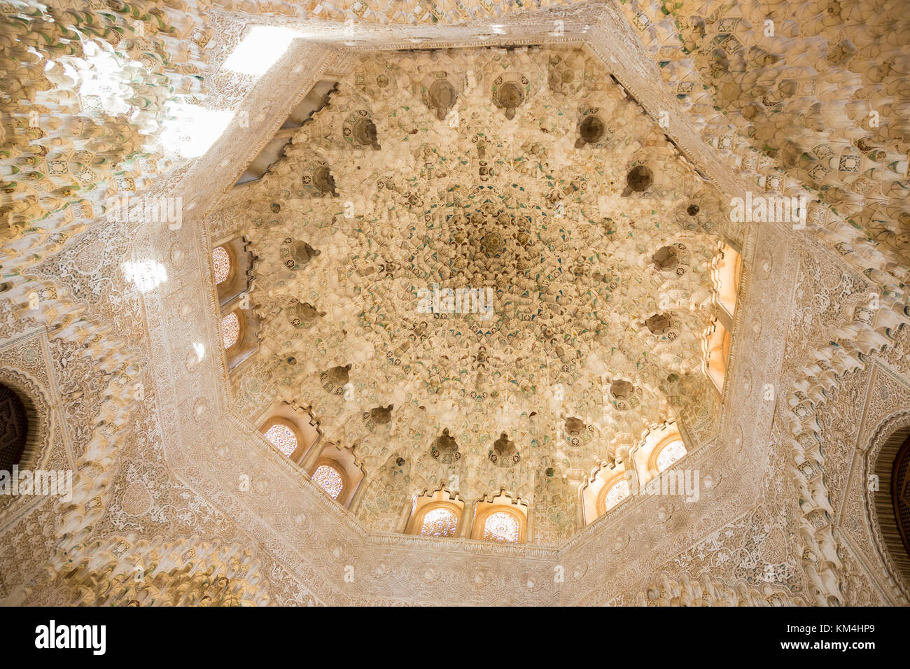 Decorative Ceiling carvings in the Alhambra, Granada, Spain Stock Photo