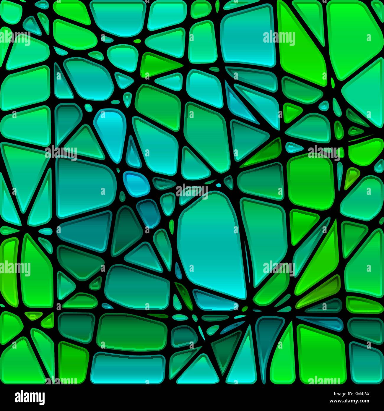 abstract vector stained-glass mosaic background - green and blue Stock