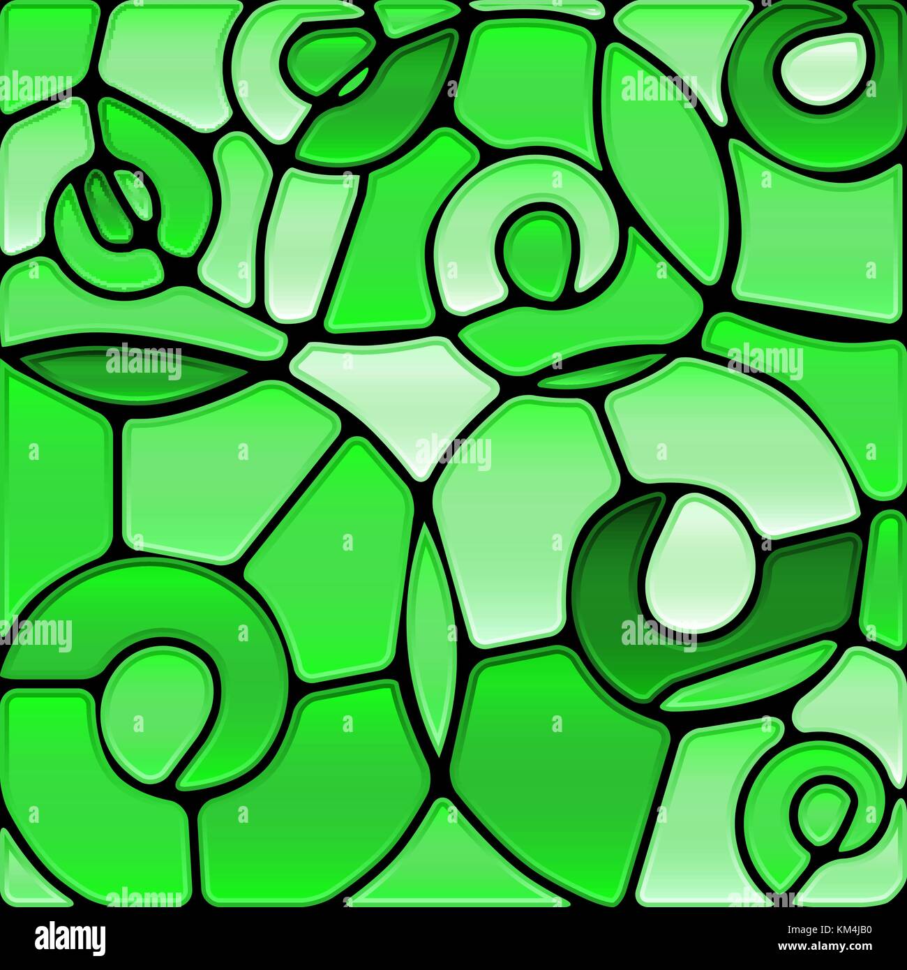 abstract vector stained-glass mosaic background - green spirals Stock ...