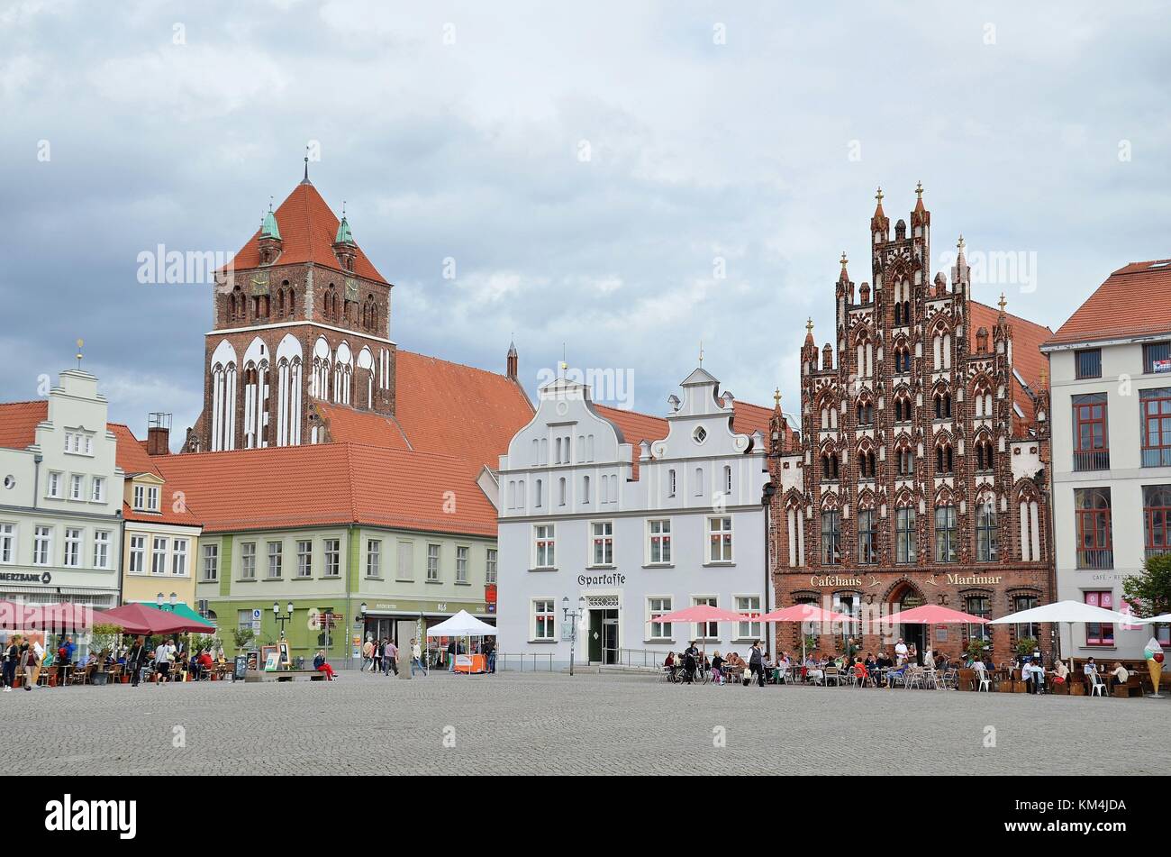 Medieval town of Greifswald (Mecklenburg-Vorpommern, Germany): A view of the church of St. Mary Stock Photo